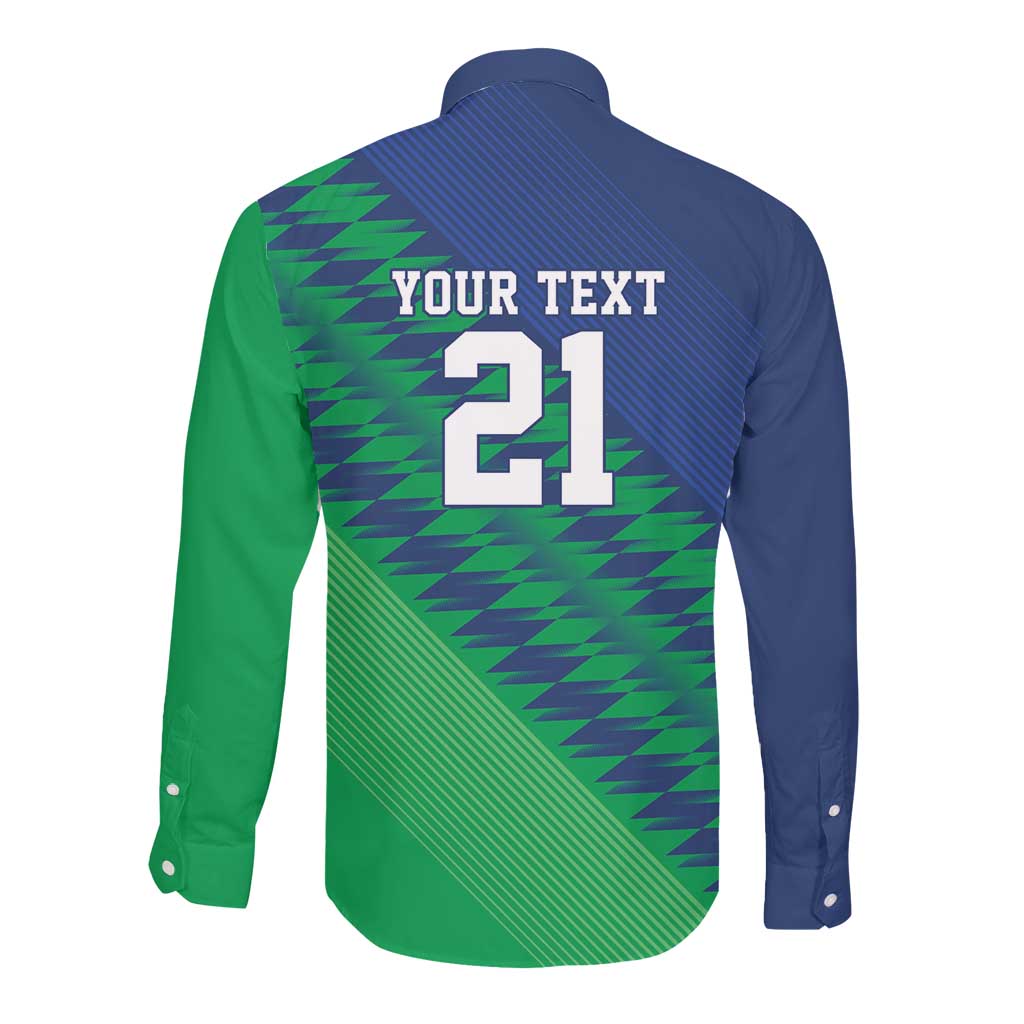 Custom Cricket African Namibia Long Sleeve Button Shirt Namibian Sporty Pattern Flag Motif - African Pride