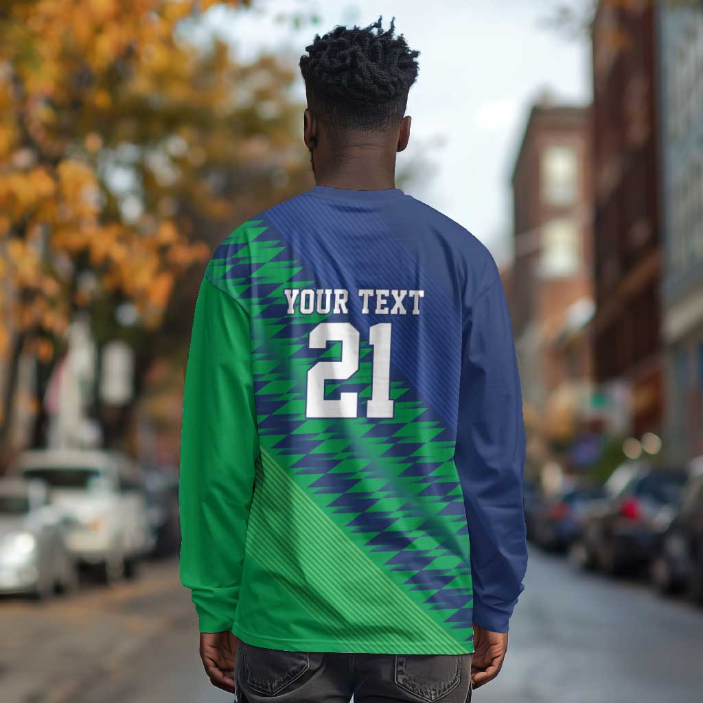 Custom Cricket African Namibia Long Sleeve Shirt Namibian Sporty Pattern Flag Motif - African Pride