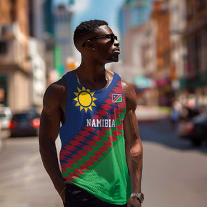 Custom Cricket African Namibia Men Tank Top Namibian Sporty Pattern Flag Motif - African Pride