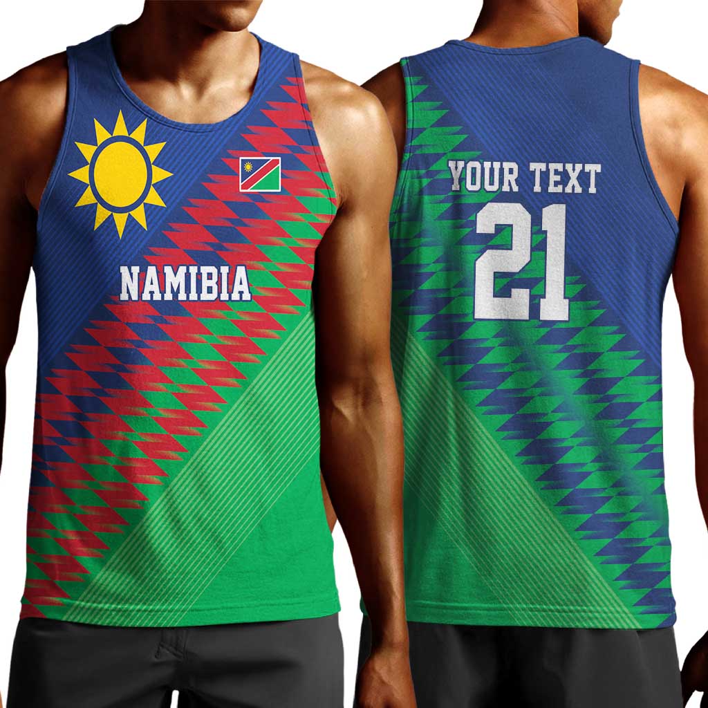 Custom Cricket African Namibia Men Tank Top Namibian Sporty Pattern Flag Motif - African Pride
