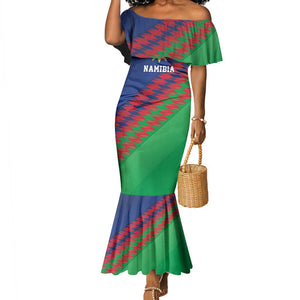Custom Cricket African Namibia Mermaid Dress Namibian Sporty Pattern Flag Motif - African Pride