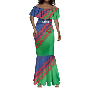 Custom Cricket African Namibia Mermaid Dress Namibian Sporty Pattern Flag Motif - African Pride