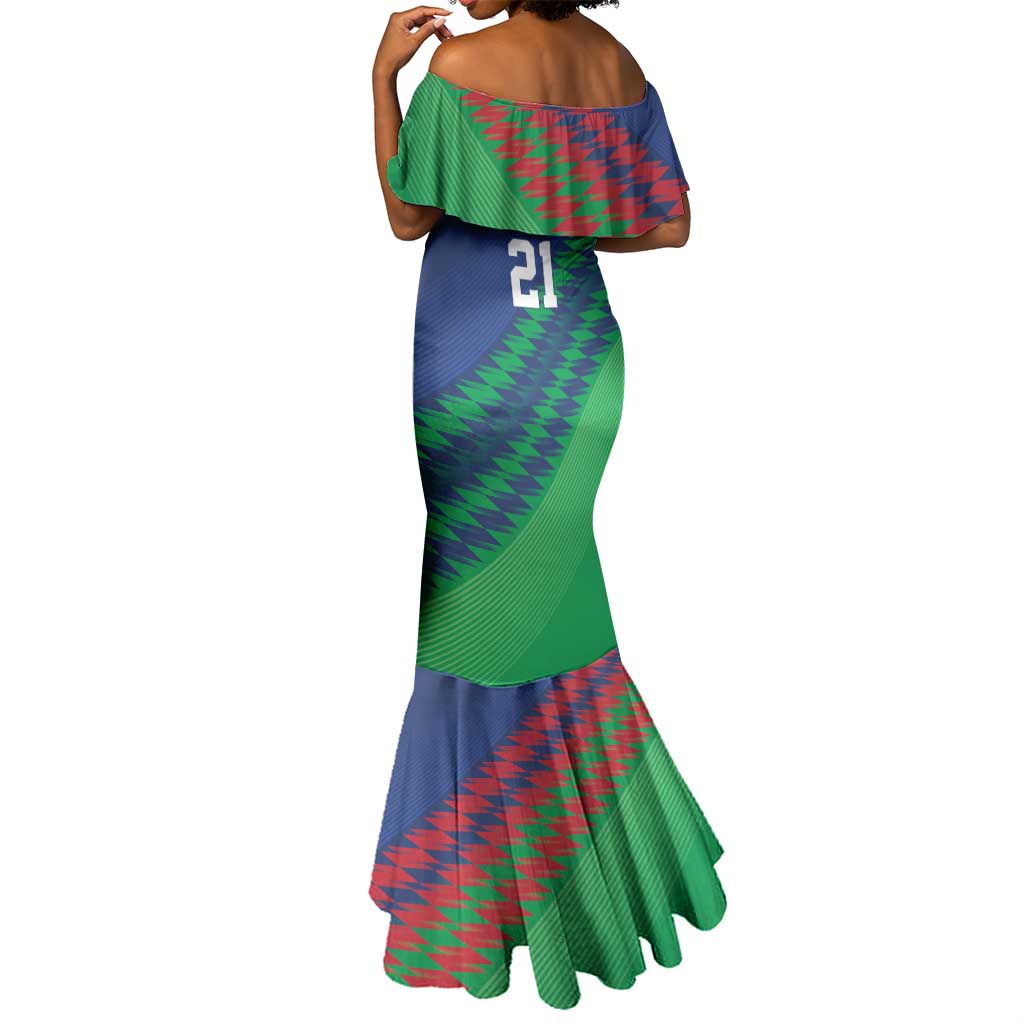 Custom Cricket African Namibia Mermaid Dress Namibian Sporty Pattern Flag Motif - African Pride