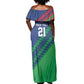 Custom Cricket African Namibia Off Shoulder Maxi Dress Namibian Sporty Pattern Flag Motif - African Pride