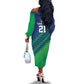 Custom Cricket African Namibia Off The Shoulder Long Sleeve Dress Namibian Sporty Pattern Flag Motif - African Pride