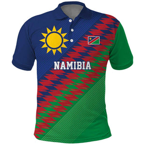 Custom Cricket African Namibia Polo Shirt Namibian Sporty Pattern Flag Motif - African Pride