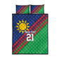 Custom Cricket African Namibia Quilt Bed Set Namibian Sporty Pattern Flag Motif - African Pride
