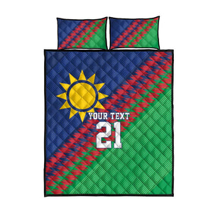 Custom Cricket African Namibia Quilt Bed Set Namibian Sporty Pattern Flag Motif - African Pride