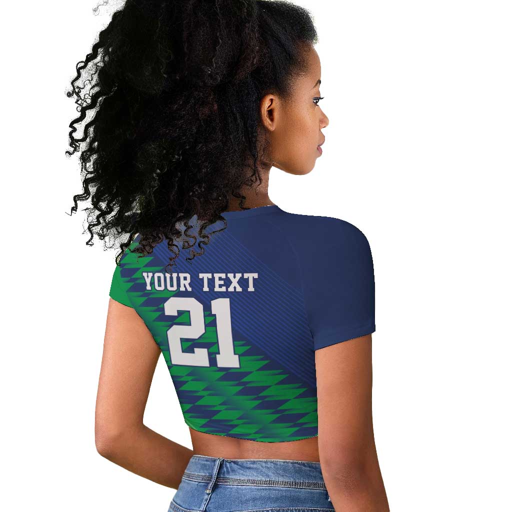 Custom Cricket African Namibia Raglan Cropped T shirt Namibian Sporty Pattern Flag Motif - African Pride