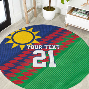 Custom Cricket African Namibia Round Carpet Namibian Sporty Pattern Flag Motif - African Pride