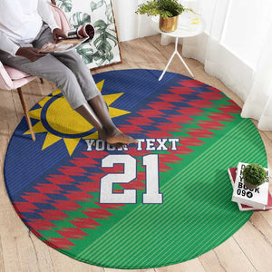 Custom Cricket African Namibia Round Carpet Namibian Sporty Pattern Flag Motif - African Pride
