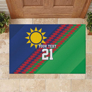 Custom Cricket African Namibia Rubber Doormat Namibian Sporty Pattern Flag Motif - African Pride