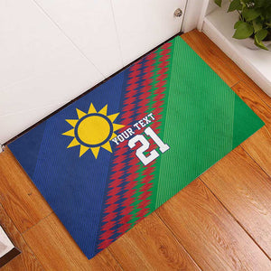 Custom Cricket African Namibia Rubber Doormat Namibian Sporty Pattern Flag Motif - African Pride