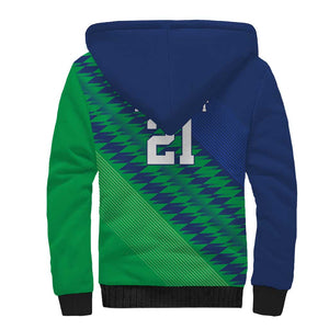 Custom Cricket African Namibia Sherpa Hoodie Namibian Sporty Pattern Flag Motif - African Pride