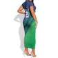 Custom Cricket African Namibia Short Sleeve Bodycon Dress Namibian Sporty Pattern Flag Motif - African Pride