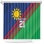 Custom Cricket African Namibia Shower Curtain Namibian Sporty Pattern Flag Motif - African Pride