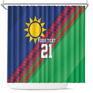 Custom Cricket African Namibia Shower Curtain Namibian Sporty Pattern Flag Motif - African Pride