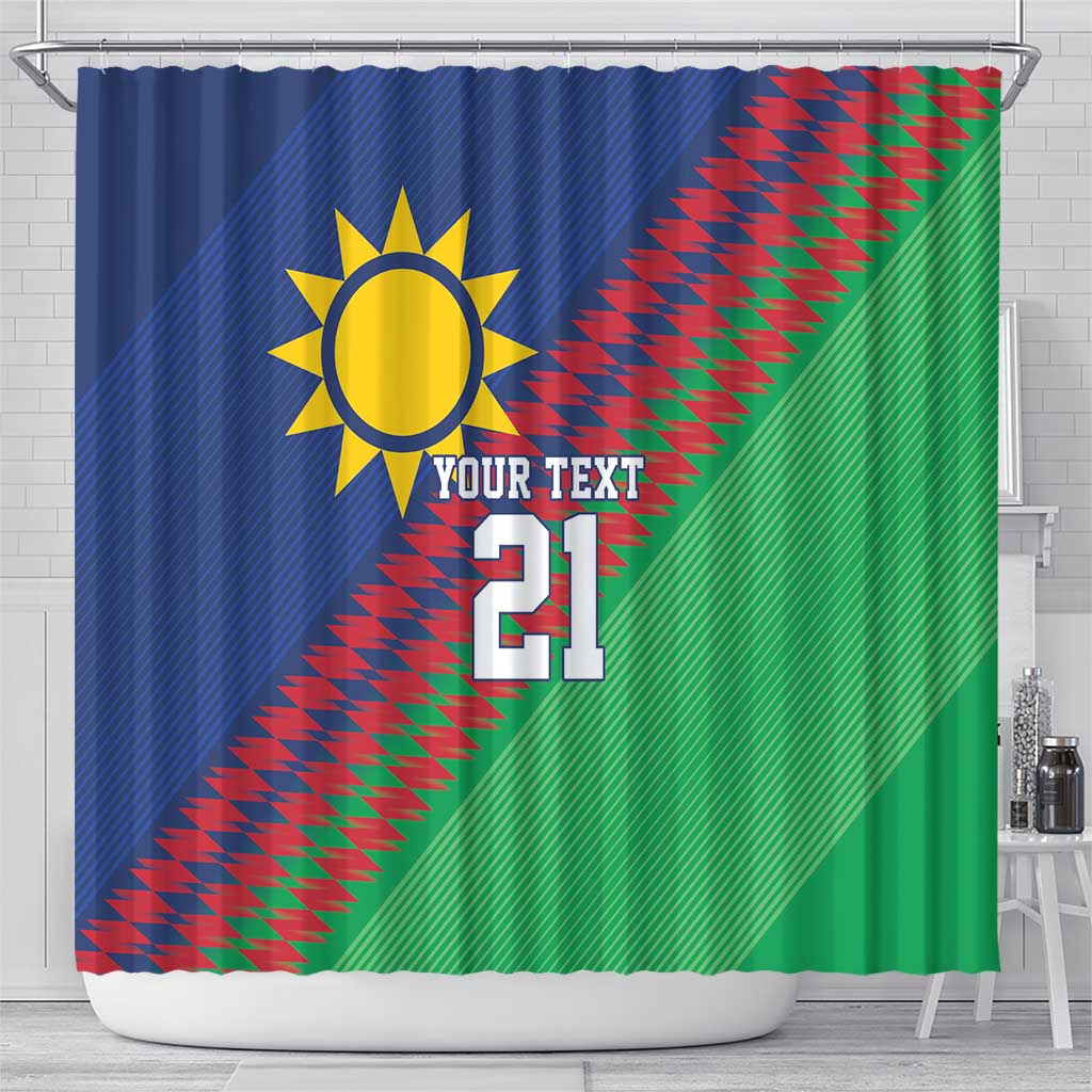 Custom Cricket African Namibia Shower Curtain Namibian Sporty Pattern Flag Motif - African Pride