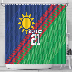Custom Cricket African Namibia Shower Curtain Namibian Sporty Pattern Flag Motif - African Pride
