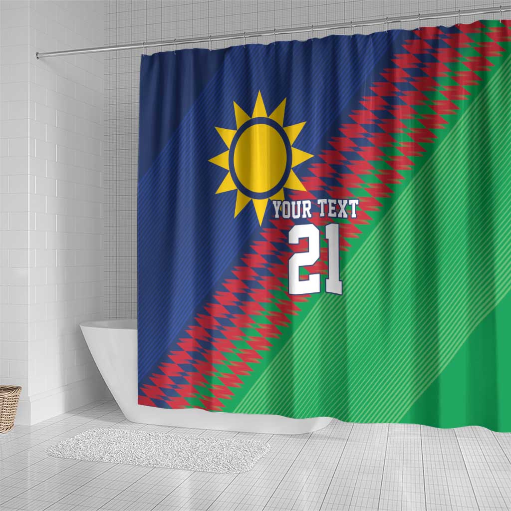 Custom Cricket African Namibia Shower Curtain Namibian Sporty Pattern Flag Motif - African Pride