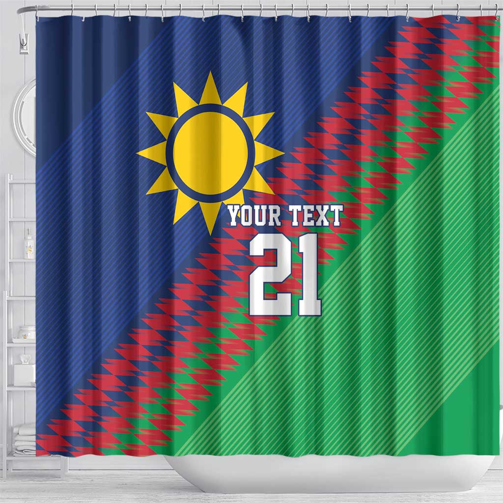 Custom Cricket African Namibia Shower Curtain Namibian Sporty Pattern Flag Motif - African Pride