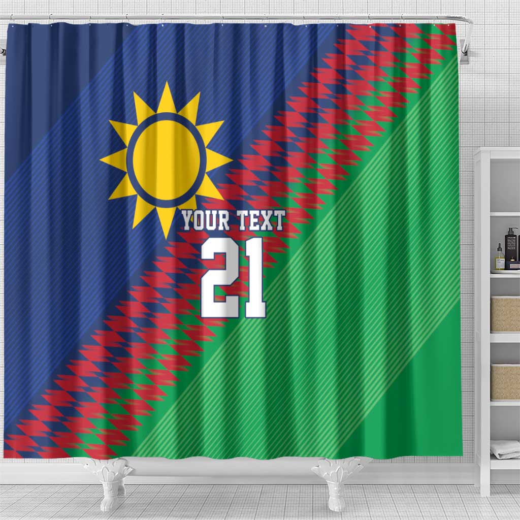 Custom Cricket African Namibia Shower Curtain Namibian Sporty Pattern Flag Motif - African Pride