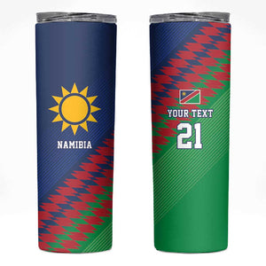 Custom Cricket African Namibia Skinny Tumbler Namibian Sporty Pattern Flag Motif - African Pride