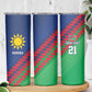 Custom Cricket African Namibia Skinny Tumbler Namibian Sporty Pattern Flag Motif - African Pride