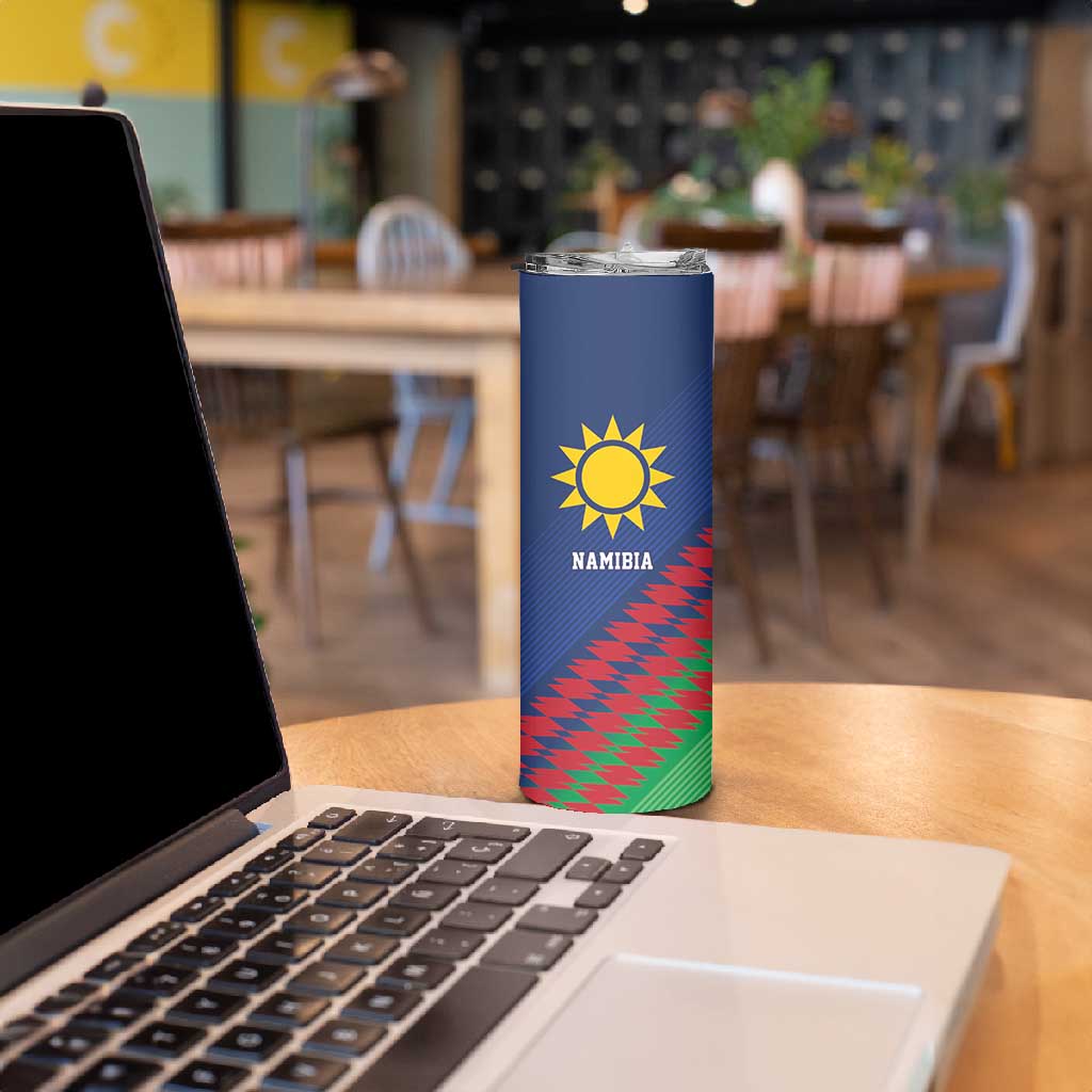 Custom Cricket African Namibia Skinny Tumbler Namibian Sporty Pattern Flag Motif - African Pride