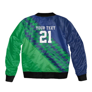 Custom Cricket African Namibia Sleeve Zip Bomber Jacket Namibian Sporty Pattern Flag Motif - African Pride