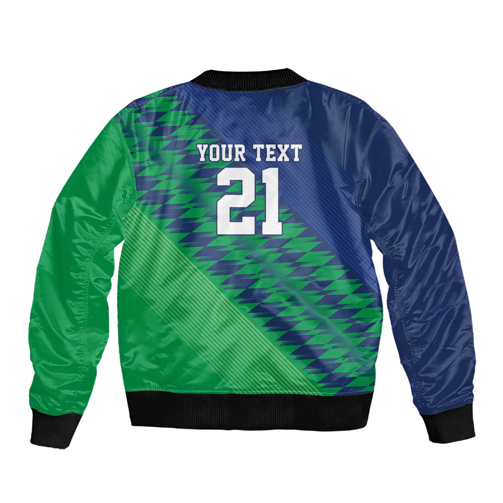 Custom Cricket African Namibia Sleeve Zip Bomber Jacket Namibian Sporty Pattern Flag Motif - African Pride
