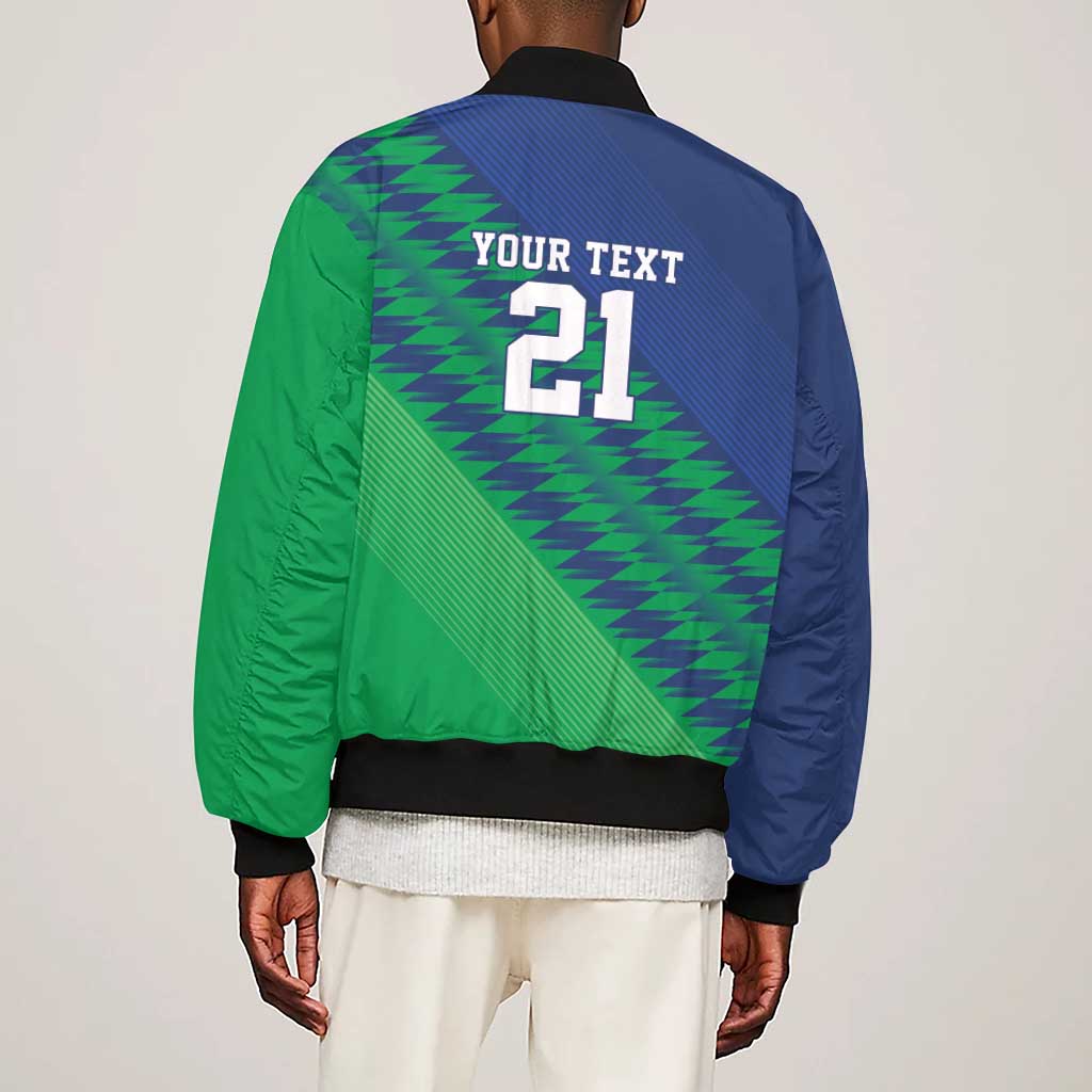 Custom Cricket African Namibia Sleeve Zip Bomber Jacket Namibian Sporty Pattern Flag Motif - African Pride