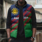 Custom Cricket African Namibia Sleeveless Puffer Jacket Namibian Sporty Pattern Flag Motif
