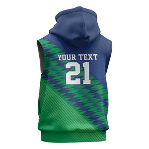 Custom Cricket African Namibia Sleeveless Zip Hoodie Namibian Sporty Pattern Flag Motif - African Pride