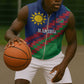 Custom Cricket African Namibia Sleeveless Zip Hoodie Namibian Sporty Pattern Flag Motif - African Pride