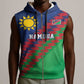 Custom Cricket African Namibia Sleeveless Zip Hoodie Namibian Sporty Pattern Flag Motif - African Pride