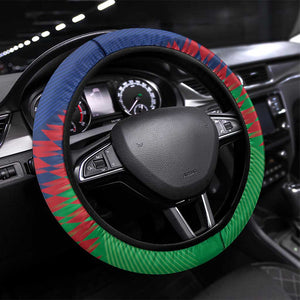 Cricket African Namibia Steering Wheel Cover Namibian Sporty Pattern Flag Motif - African Pride