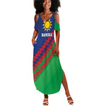 Custom Cricket African Namibia Summer Maxi Dress Namibian Sporty Pattern Flag Motif - African Pride