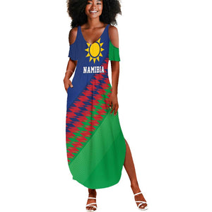 Custom Cricket African Namibia Summer Maxi Dress Namibian Sporty Pattern Flag Motif - African Pride