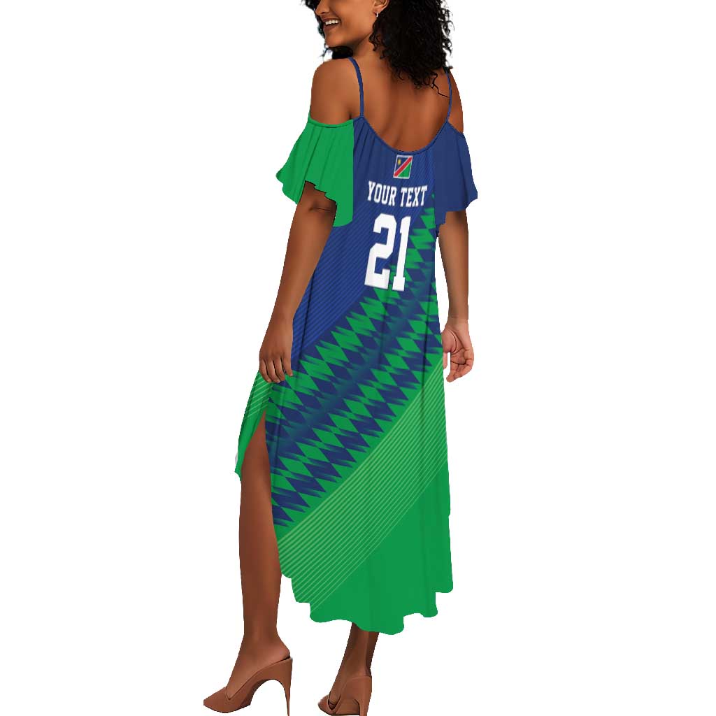 Custom Cricket African Namibia Summer Maxi Dress Namibian Sporty Pattern Flag Motif - African Pride