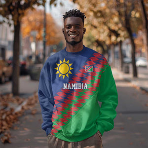 Custom Cricket African Namibia Sweatshirt Namibian Sporty Pattern Flag Motif - African Pride