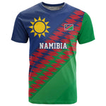 Custom Cricket African Namibia T shirt Namibian Sporty Pattern Flag Motif - African Pride