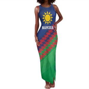 Custom Cricket African Namibia Tank Maxi Dress Namibian Sporty Pattern Flag Motif - African Pride