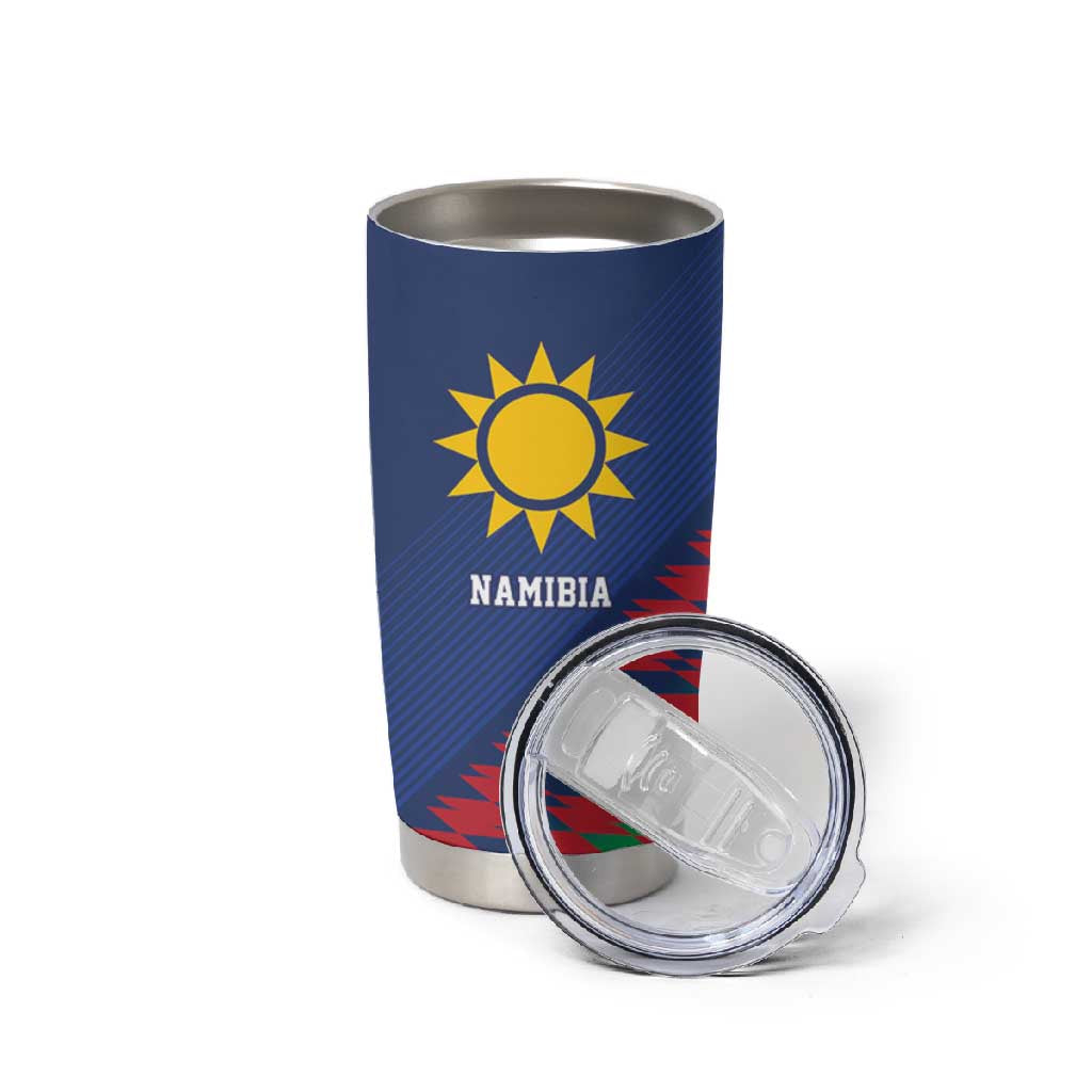 Custom Cricket African Namibia Tumbler Cup Namibian Sporty Pattern Flag Motif - African Pride