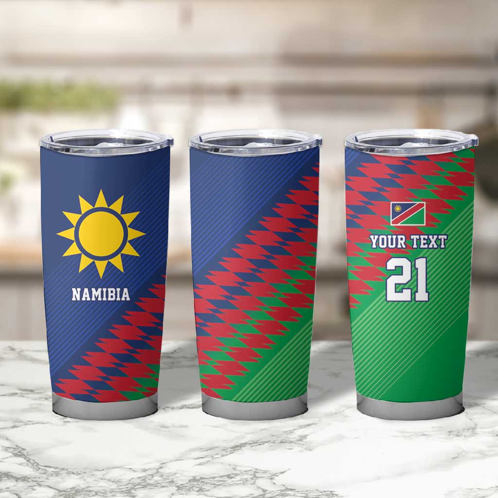 Custom Cricket African Namibia Tumbler Cup Namibian Sporty Pattern Flag Motif - African Pride