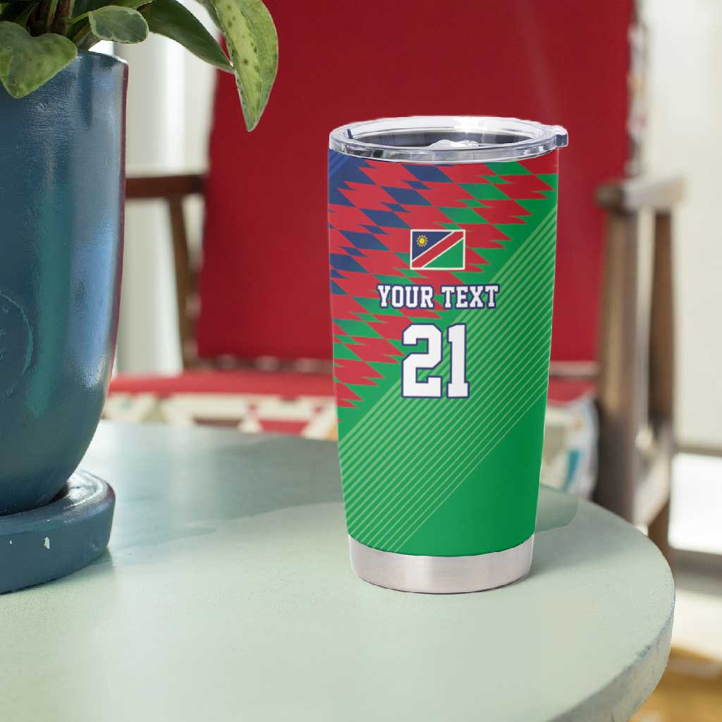 Custom Cricket African Namibia Tumbler Cup Namibian Sporty Pattern Flag Motif - African Pride