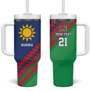 Custom Cricket African Namibia Tumbler With Handle Namibian Sporty Pattern Flag Motif - African Pride