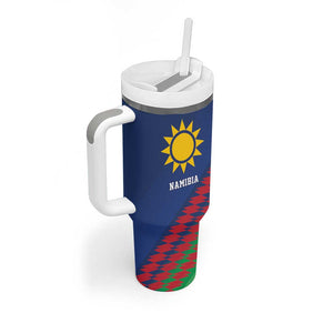 Custom Cricket African Namibia Tumbler With Handle Namibian Sporty Pattern Flag Motif - African Pride