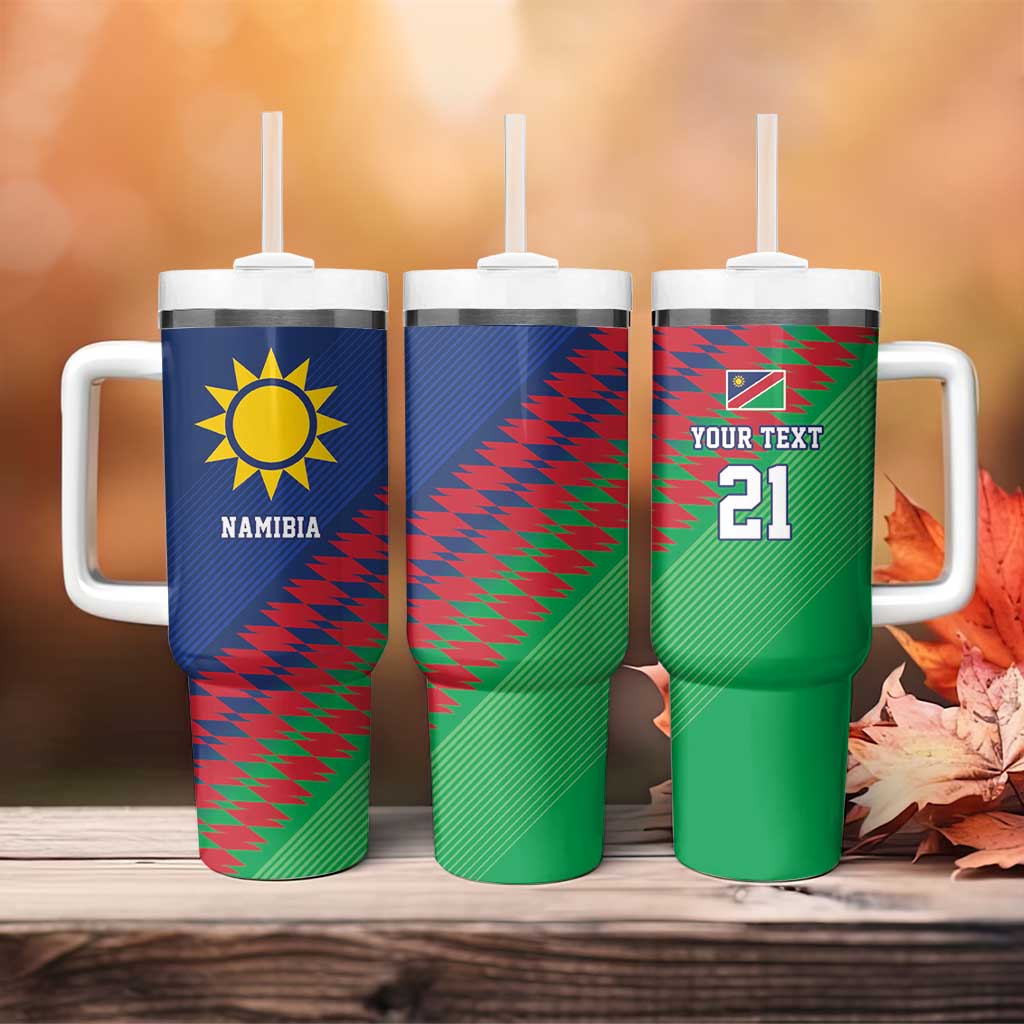 Custom Cricket African Namibia Tumbler With Handle Namibian Sporty Pattern Flag Motif - African Pride