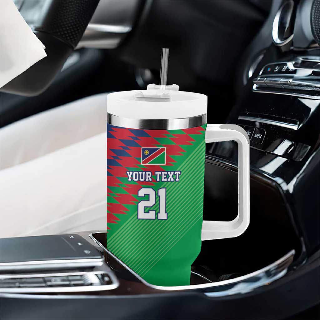 Custom Cricket African Namibia Tumbler With Handle Namibian Sporty Pattern Flag Motif - African Pride